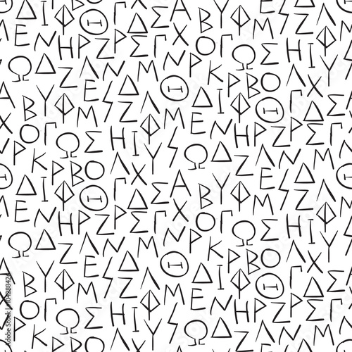 Seamless pattern with greel letters on the wall