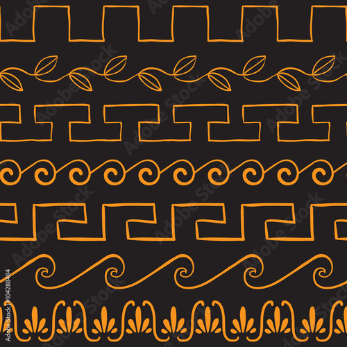 Seamless pattern with ancient greek ornaments