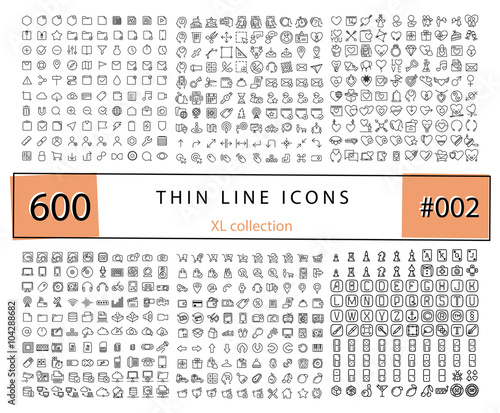 600 Vector thin line icons set for infographics, mobile UX/UI ki