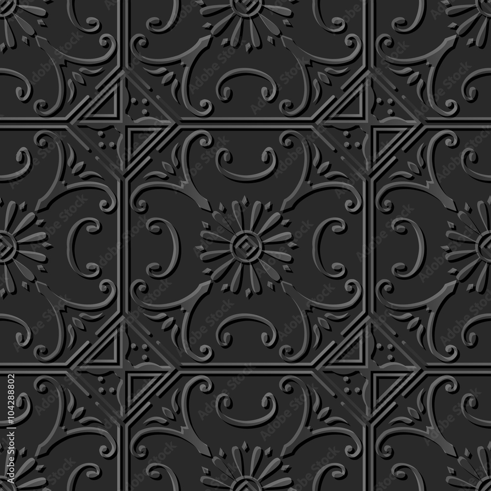 Seamless 3D elegant dark paper art pattern 107 Round Flower Vine
Seamless 3D elegant dark paper art pattern 107 Round Flower Vine