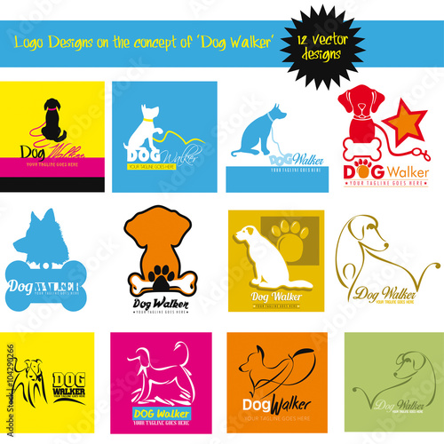 Vector logo designs on the concept of Dog Walker