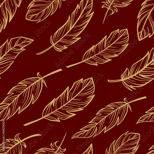 Vector feathers seamless pattern