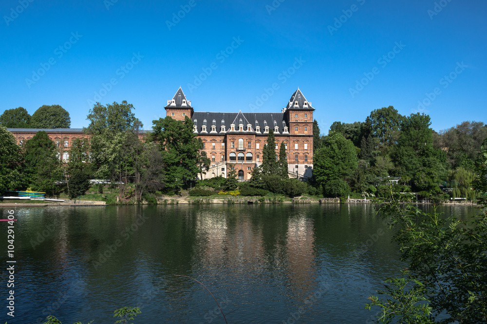 Fototapeta premium The Castle reflected in the Po River 