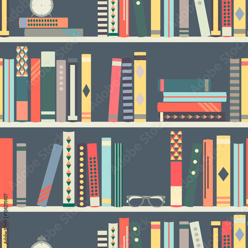 Seamless pattern books on the shelf.
