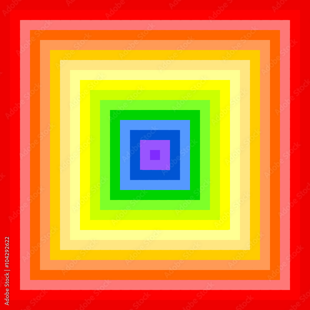Kleine Quadrate aneinandergelegt in Regenbogenfarben bilden ein großes Quadrat Kleine Quadrate aneinandergelegt in Regenbogenfarben bilden ein großes Quadrat
