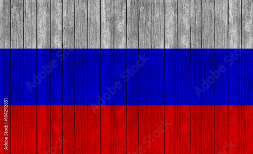 Russia Flag on old wood tex...