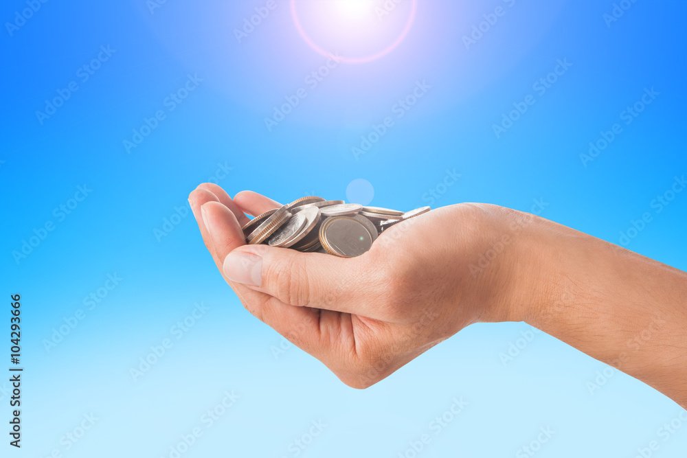 Fototapeta premium hand with coin