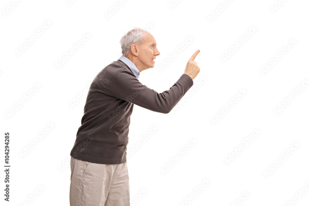 Senior gentleman disciplining someone Senior gentleman disciplining someone
