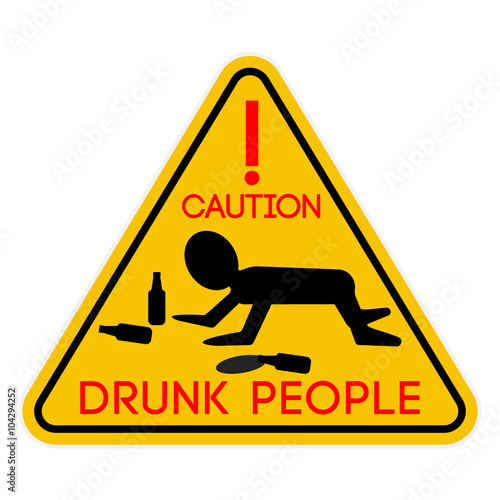 caution drunk people vector sign