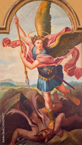 Sebechleby - The paint of archangel Michael from main altar of parisch church of St. Michael