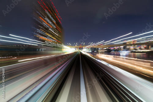 Motion blur of a city and tunnel
