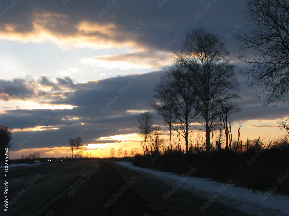 Fototapeta premium Clouds above highway