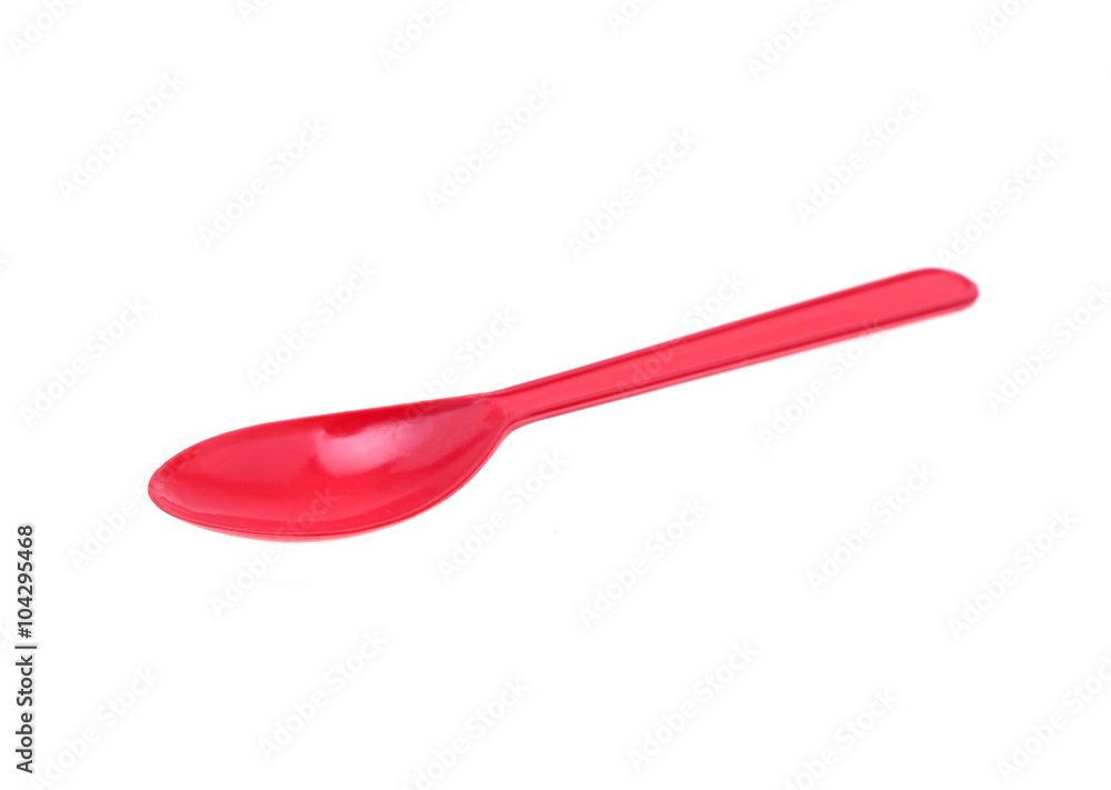 Plastic spoons red on white background. Plastic spoons red on white background.