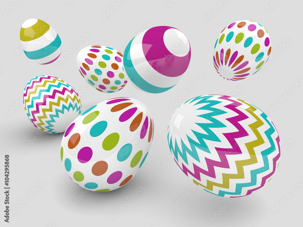 jumping 3d easter eggs over light grey jumping 3d easter eggs over light grey