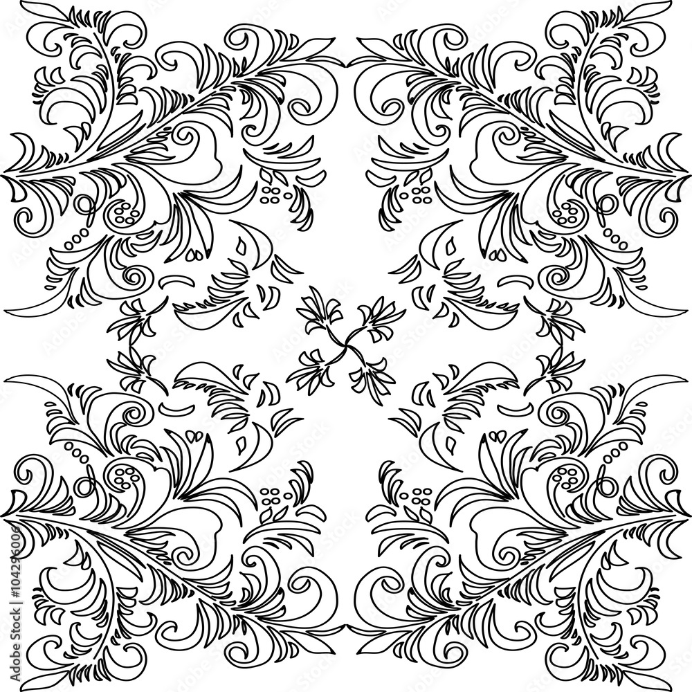 Vector Illustration. Monochrome Hand Drawn Ornament. Suitable for painting. Vector Illustration. Monochrome Hand Drawn Ornament. Suitable for painting.