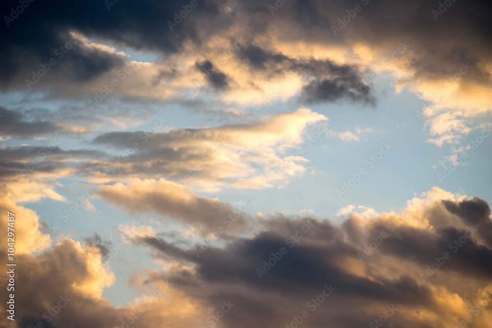 Orange and blue Navy cloud  in Evening Sky