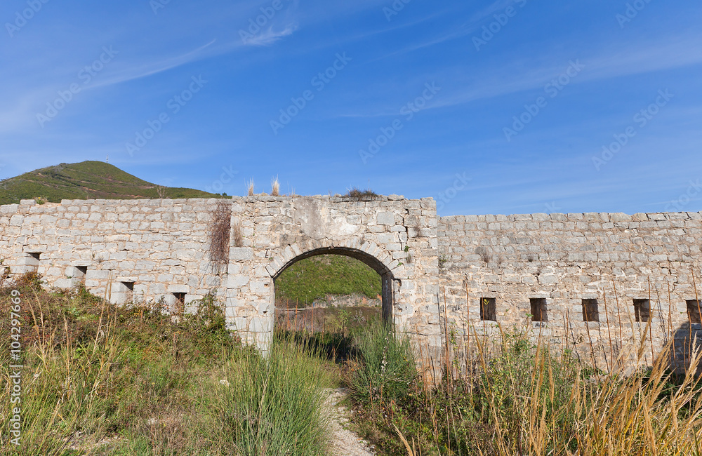 Ruins of Mogren Fort (1860) near Budva