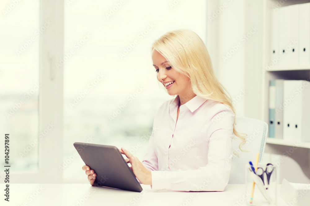 smiling businesswoman or student with tablet pc smiling businesswoman or student with tablet pc