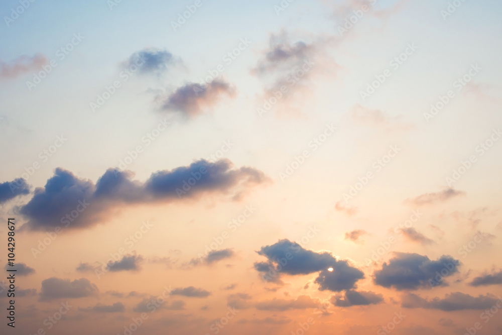 Sunset sky with clouds and sunlight Sunset sky with clouds and sunlight
