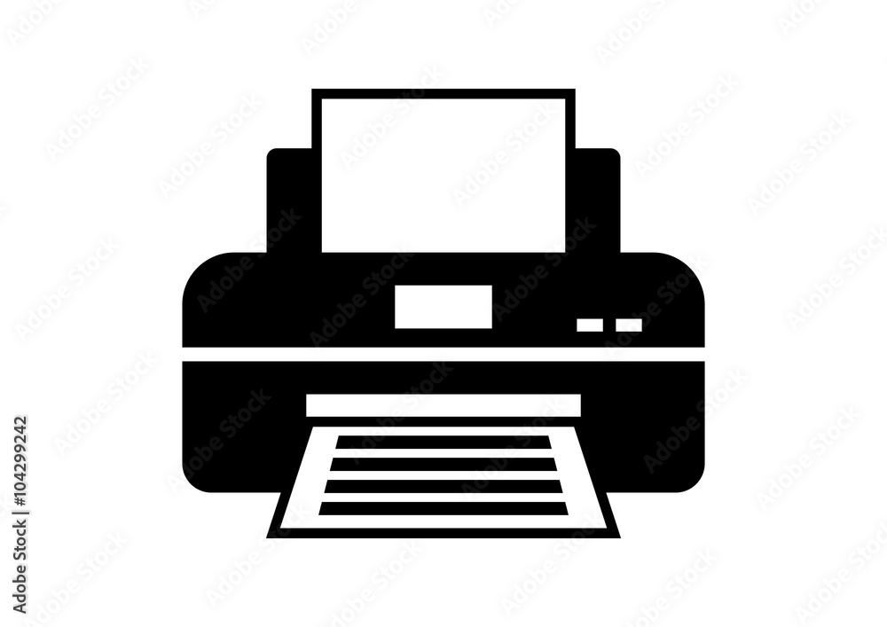 Black printer icon on white background Black printer icon on white background