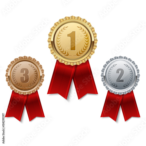 Set of gold, silver and bronze medals.vector
