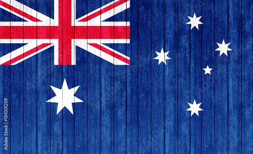 Australia flag on wood back...