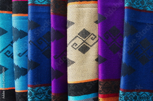 woven cloths fabric souvenir in tribe market.
