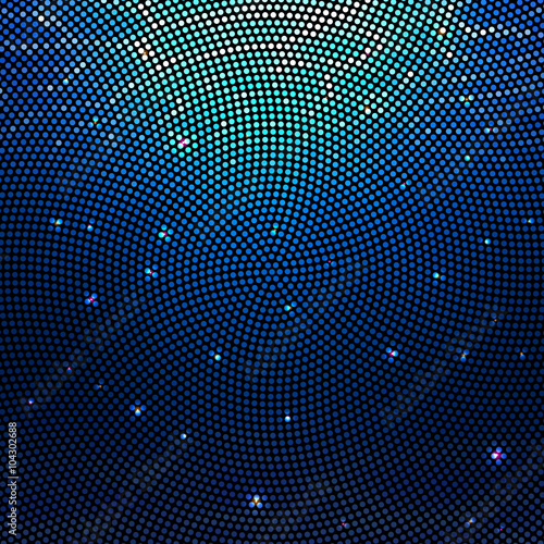 Abstract radial colorful dotted vector underwater background. Halftone effect