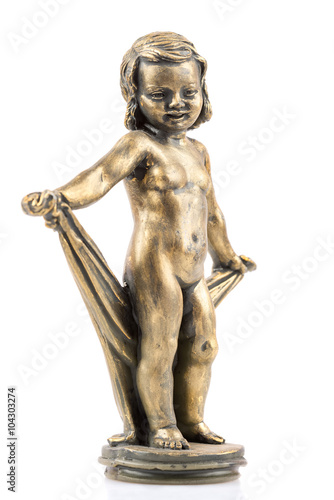 Wax figure of a small girl isolated on white
