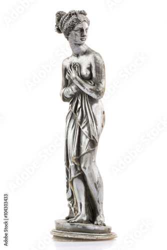 Wax figure of a classic nude greek goddess isolated on white