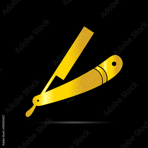 barber shop icon illustration in gold