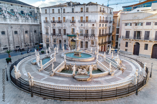Panoramic view of Piazza Pretoria or Piazza della Vergogna, Pale