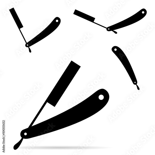 barber shop icon set illustration in black