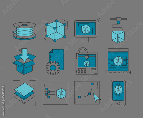 Icons set - vector icons in linear style