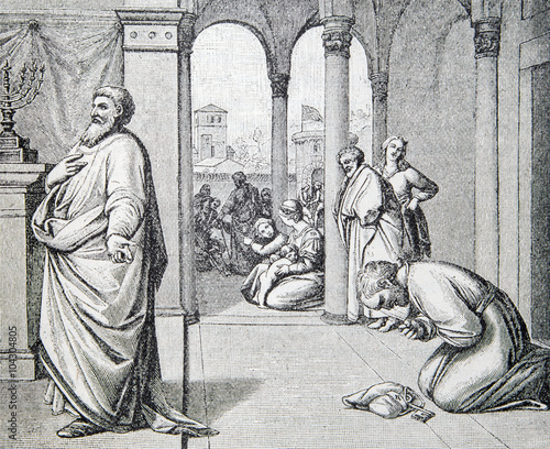 Wallpaper Mural The Prayers of Pharisees and Tax Collectors lithography