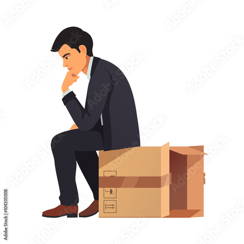 Businessman thinking outside the box concept