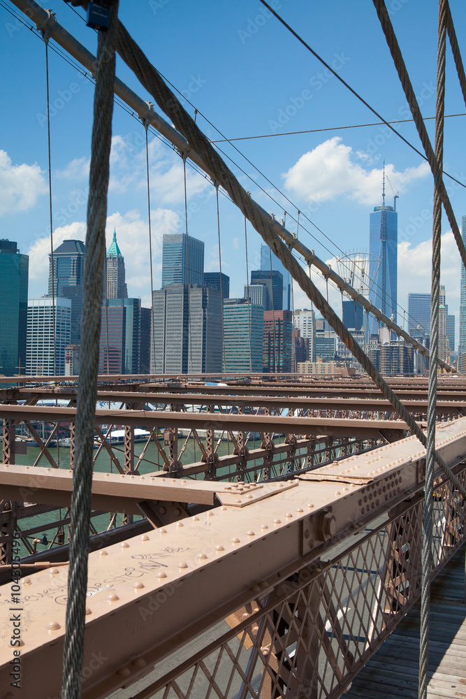 Fototapeta premium Szczegóły historycznego Brooklyn Bridge w Nowym Jorku
