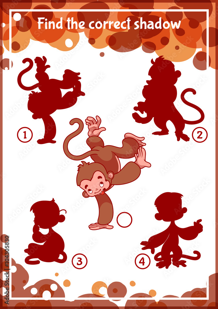 Task for kids with funny monkeys.