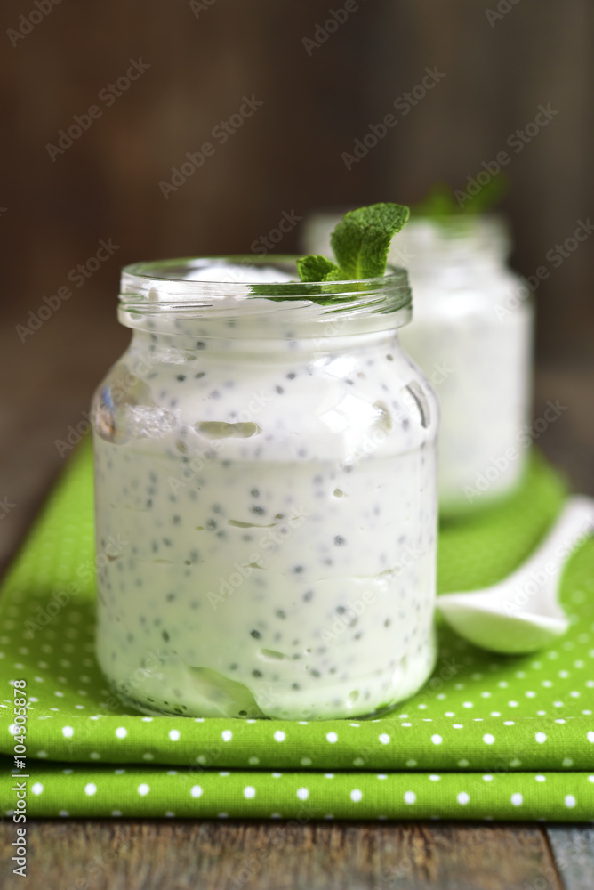 Fresh homemade yogurt with chia seed. Fresh homemade yogurt with chia seed.