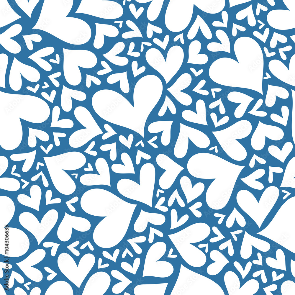 Blue hearts seamless pattern. Blue hearts seamless pattern.