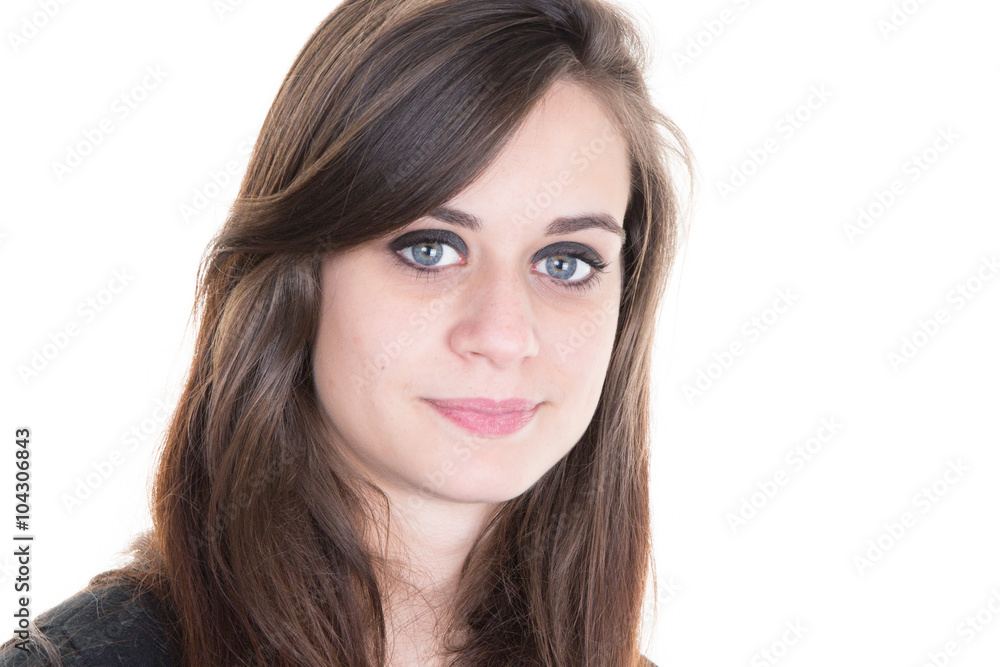 Portait.Beauty face. Pretty young girl with long hair Portait.Beauty face. Pretty young girl with long hair