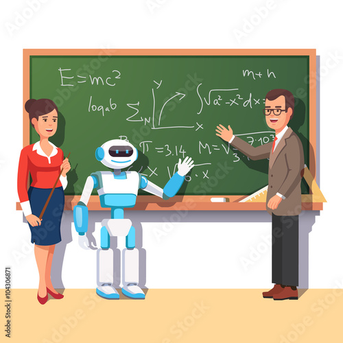 Modern robot helping teachers