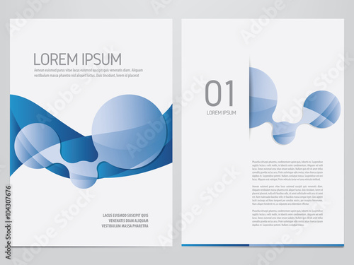 Vector brochure, annual report, flyer, magazine template. Modern blue corporate design.