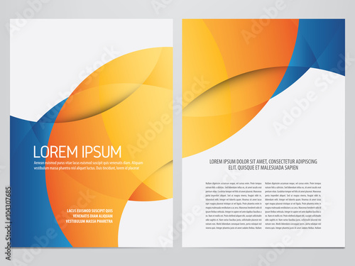 Vector blue and orange business brochure, flyer template. Modern corporate design.