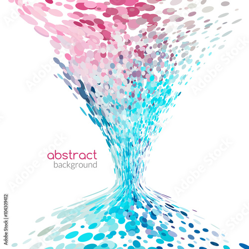 Abstract funnel tornado background colorful dots. Banner background, vector poster