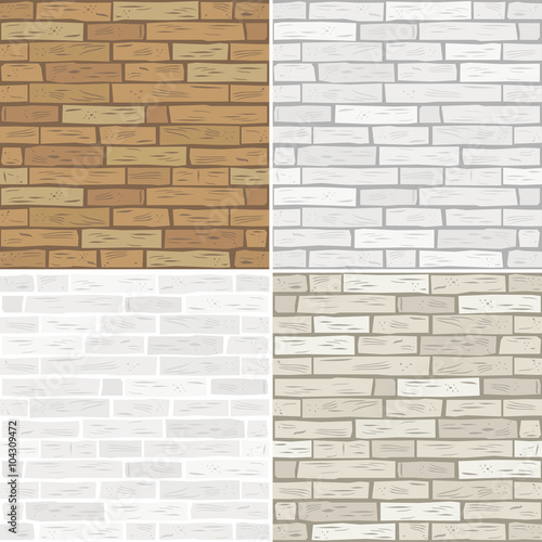 Set of seamless textures of old bricks in vector graphics