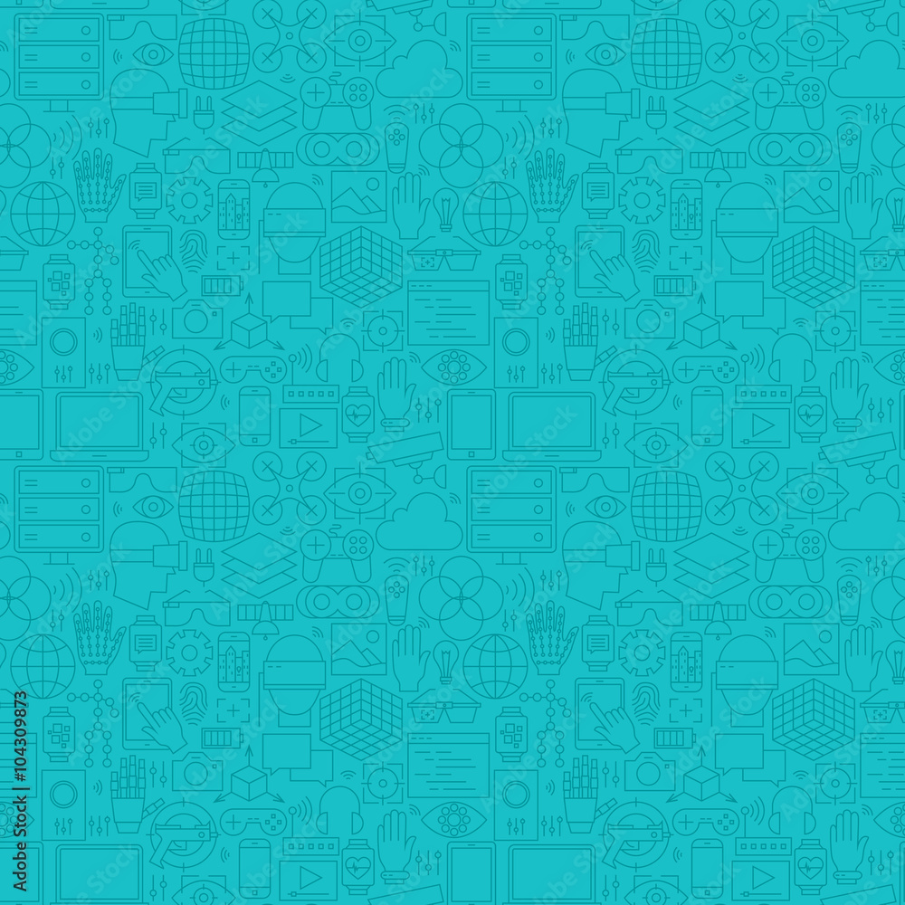 Thin Line Augmented Reality Mint Blue Seamless Pattern Thin Line Augmented Reality Mint Blue Seamless Pattern