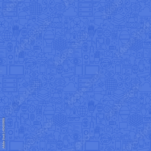 Blue Thin Line Virtual Reality Seamless Pattern
