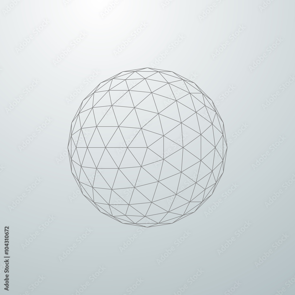 3D sphere with global line connections. 3D sphere with global line connections.