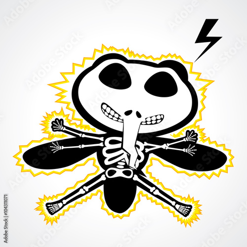 Vector illustration of a cartoon mosquito electric shock.